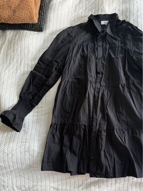 Wayf Black Tiered Long Sleeve Dress